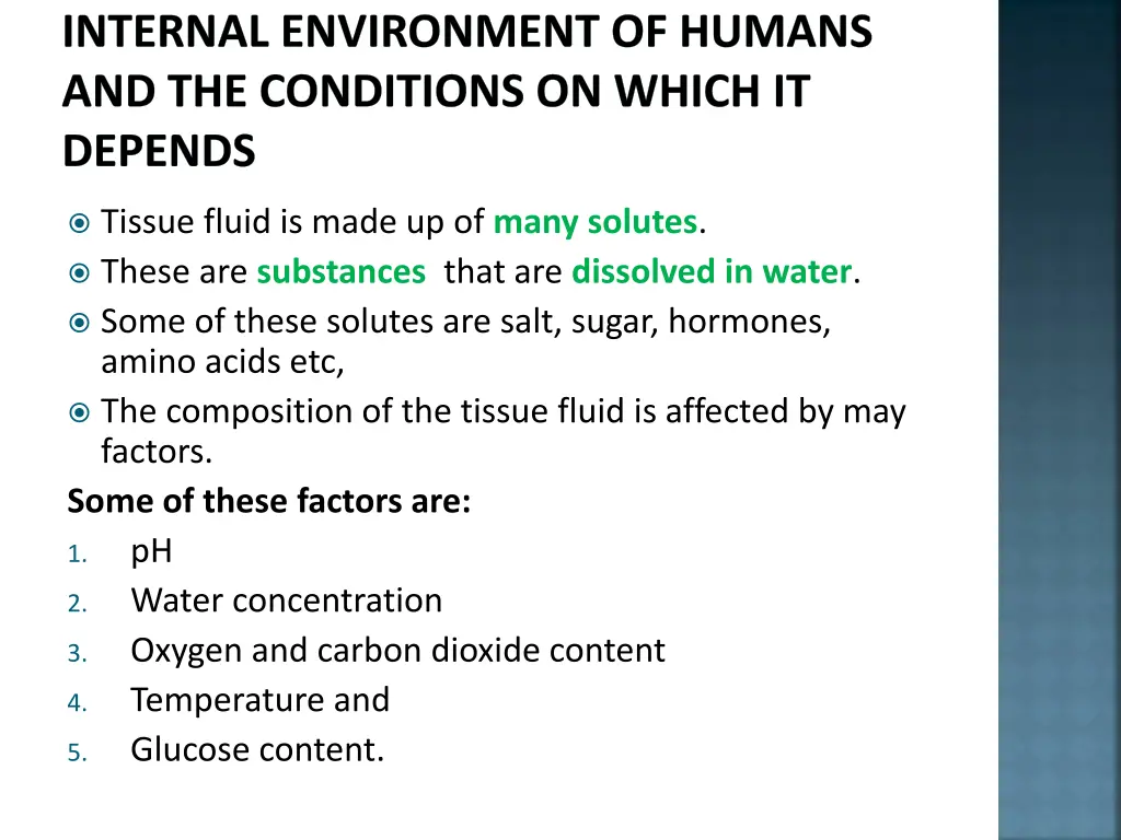 internal environment of humans and the conditions 1