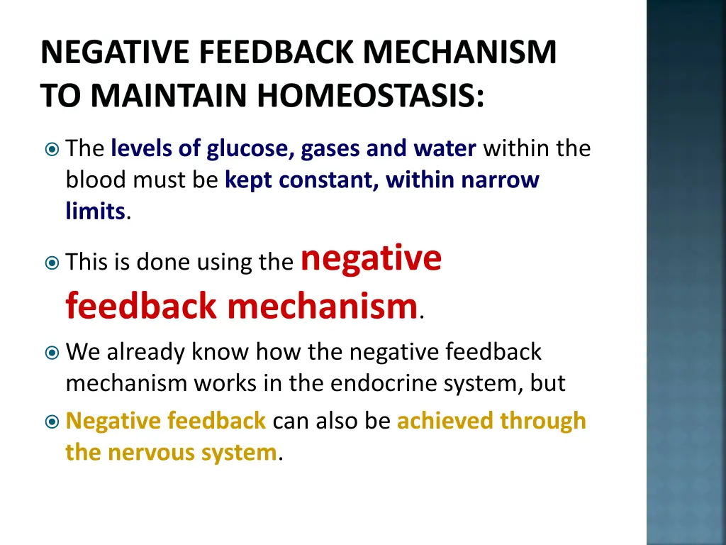 negative feedback mechanism to maintain