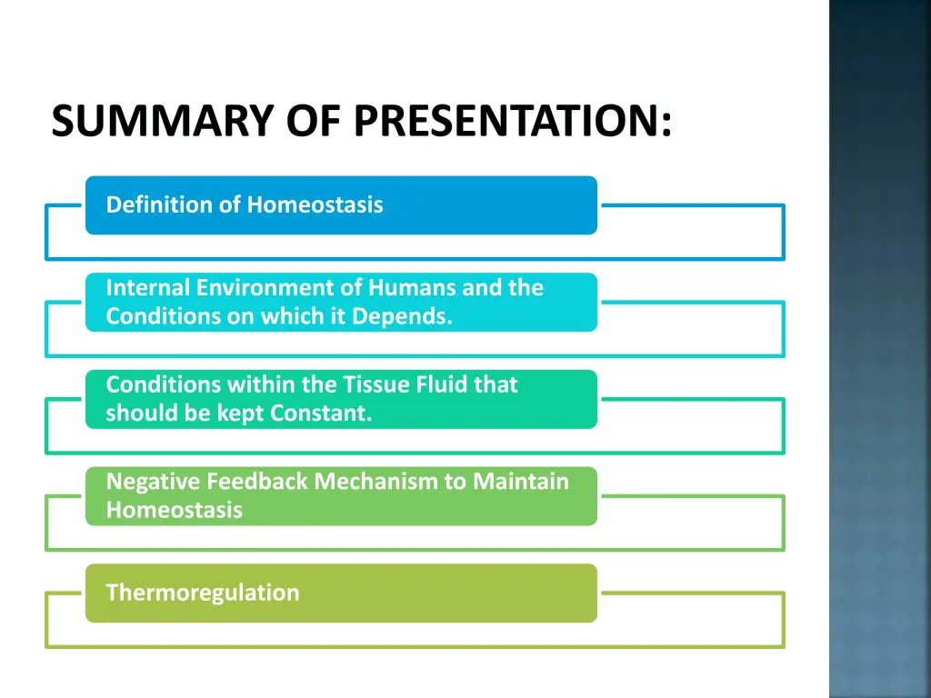 summary of presentation