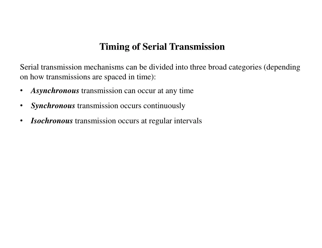 timing of serial transmission