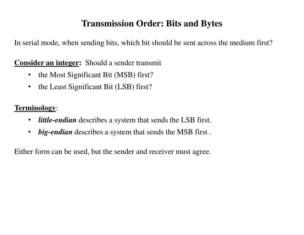 transmission order bits and bytes