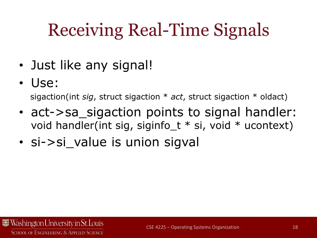 receiving real time signals