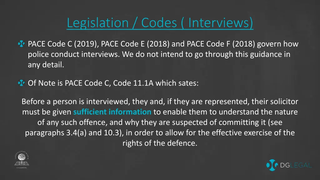 legislation codes interviews