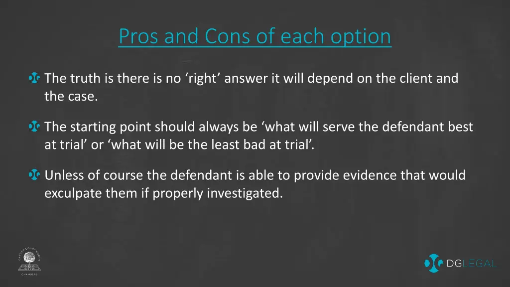 pros and cons of each option