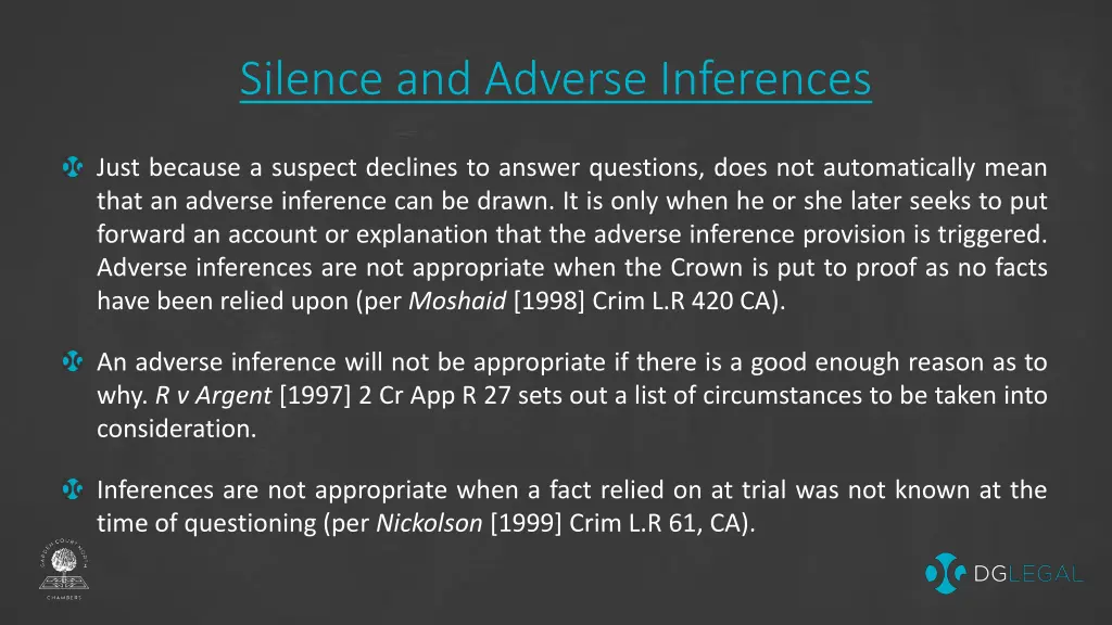 silence and adverse inferences 1