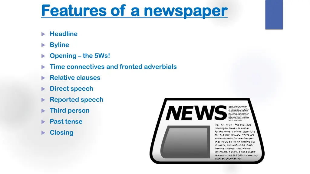 features of a newspaper features of a newspaper 1