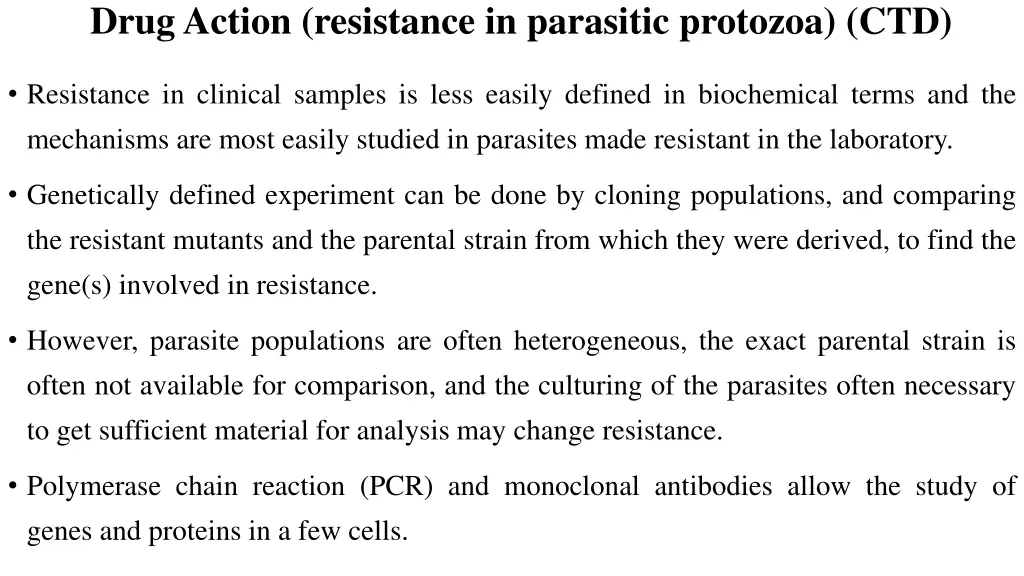 drug action resistance in parasitic protozoa ctd 1