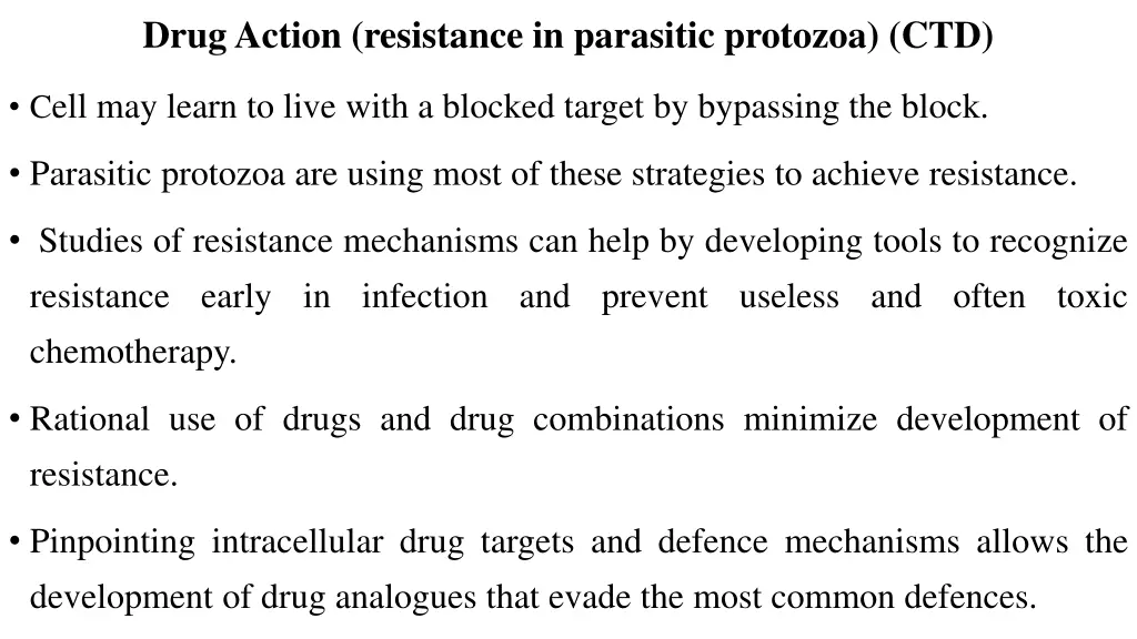 drug action resistance in parasitic protozoa ctd 2