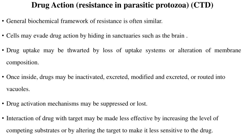 drug action resistance in parasitic protozoa ctd 4