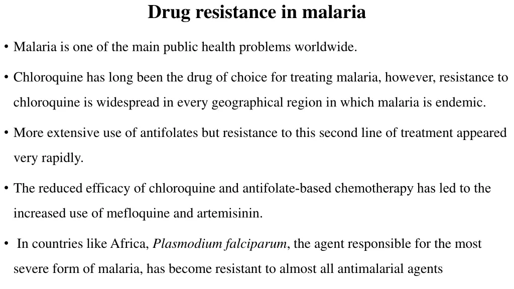 drug resistance in malaria