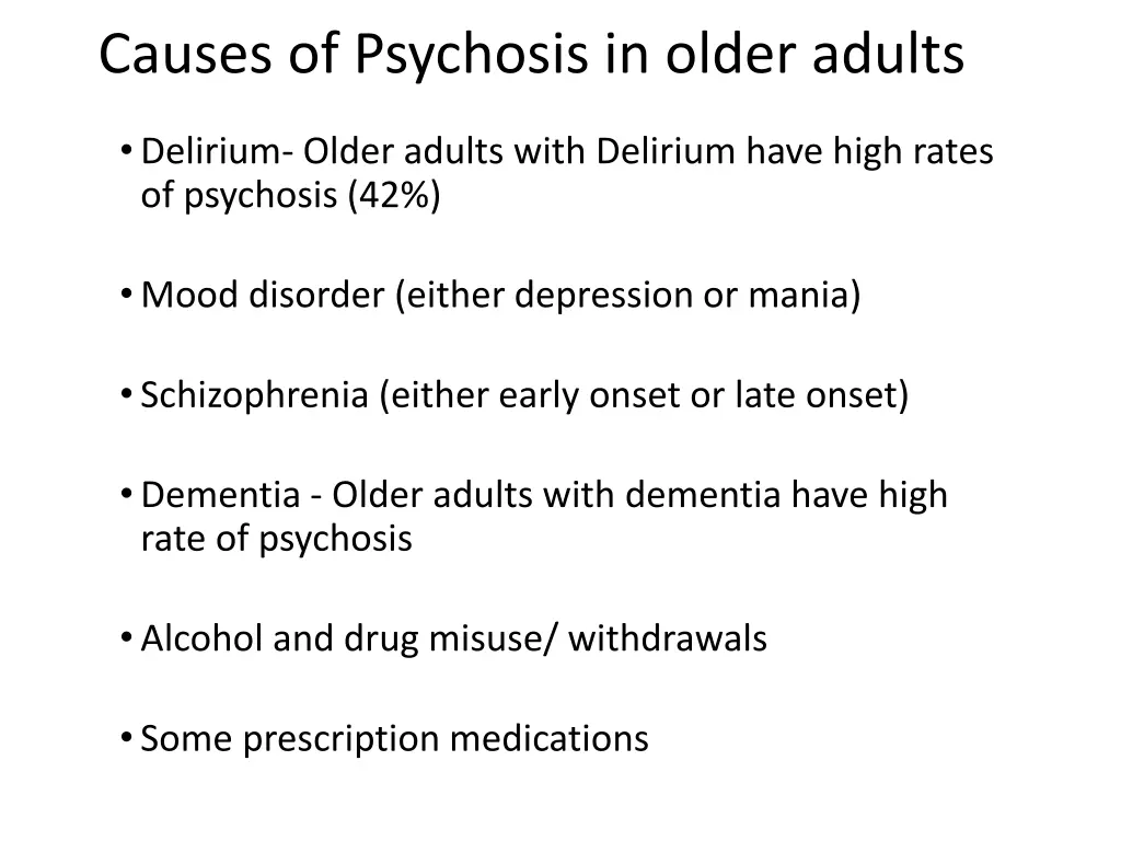 causes of psychosis in older adults