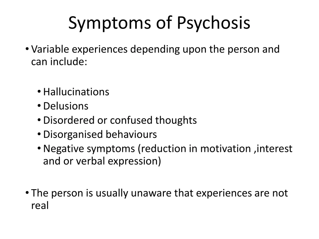 symptoms of psychosis