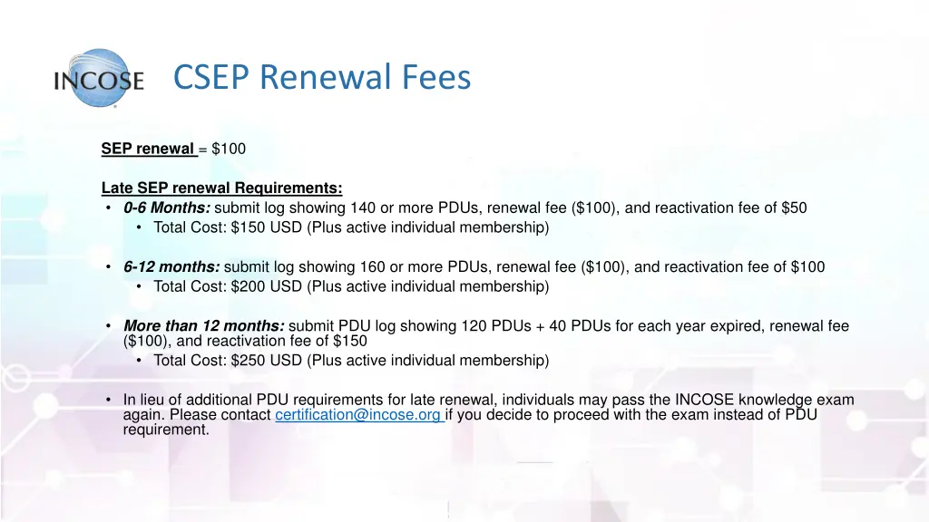 csep renewal fees