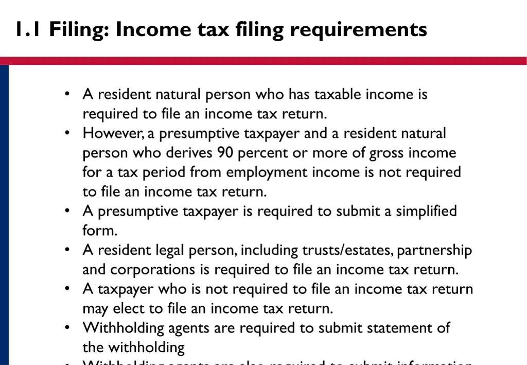 1 1 filing income tax filing requirements