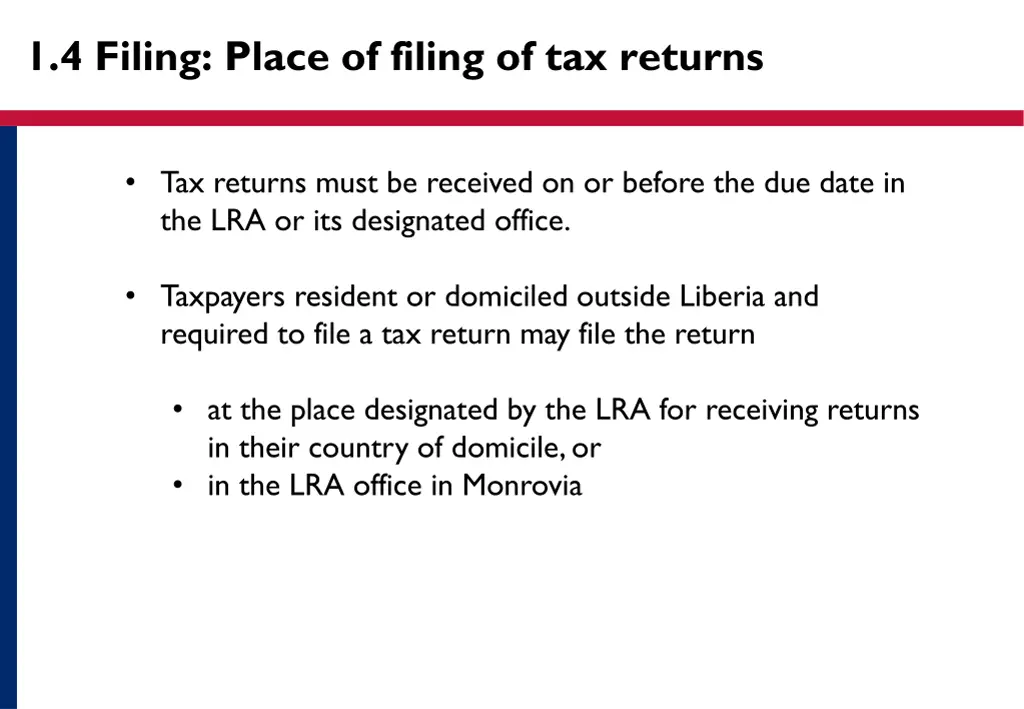 1 4 filing place of filing of tax returns