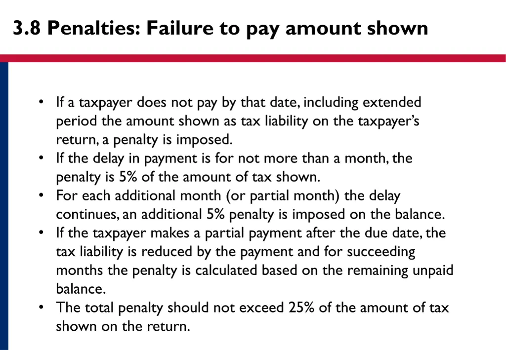 3 8 penalties failure to pay amount shown