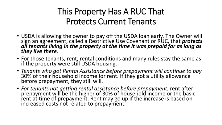 this property has a ruc that this property