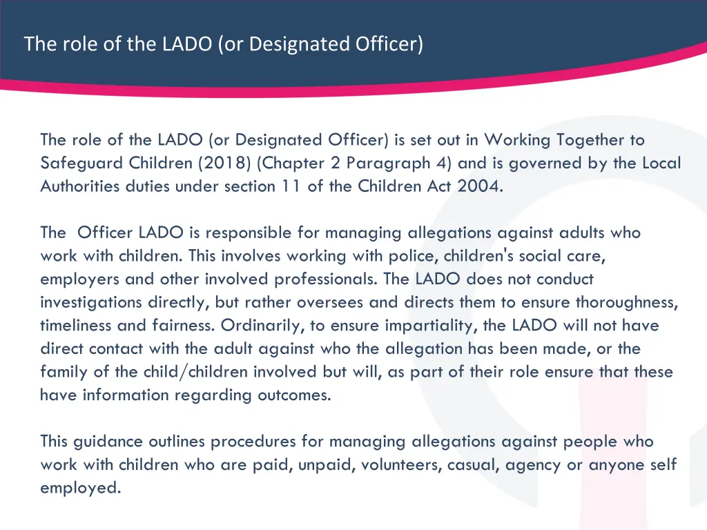 the role of the lado or designated officer