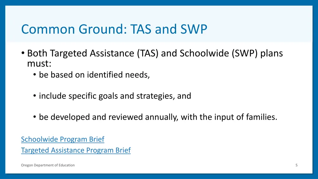 common ground tas and swp