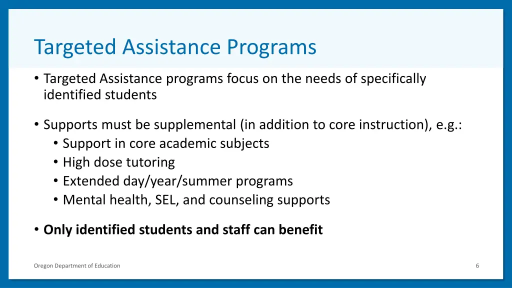 targeted assistance programs