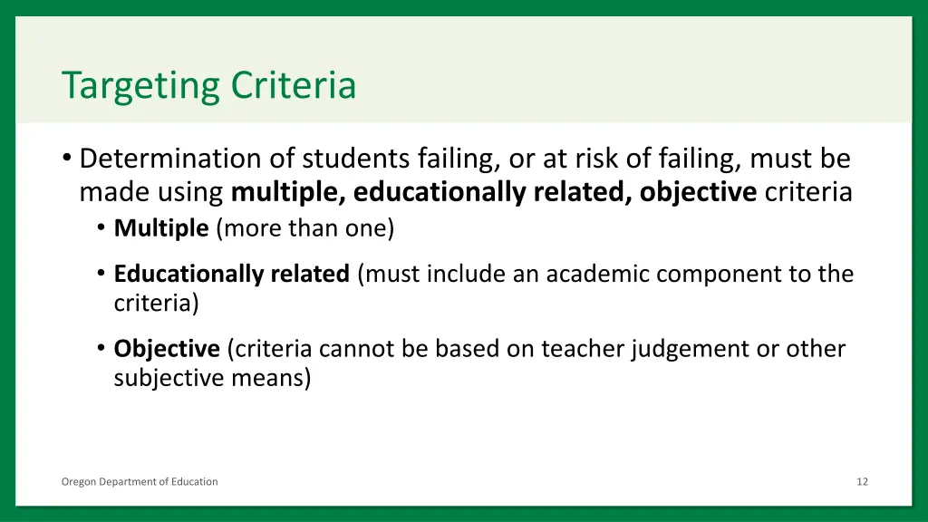 targeting criteria