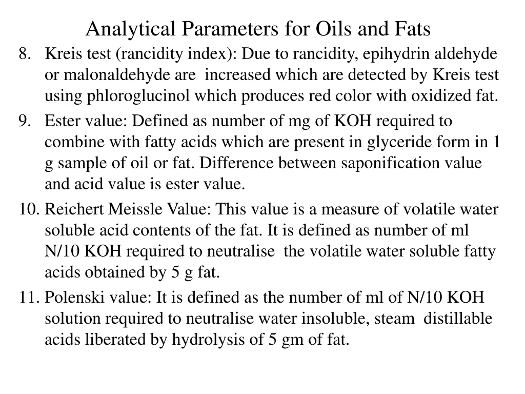 analytical parameters for oils and fats 8 kreis