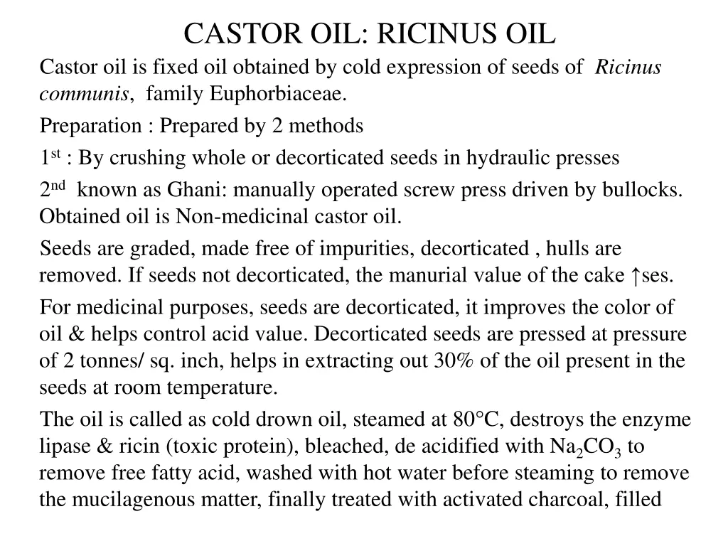 castor oil ricinus oil castor oil is fixed