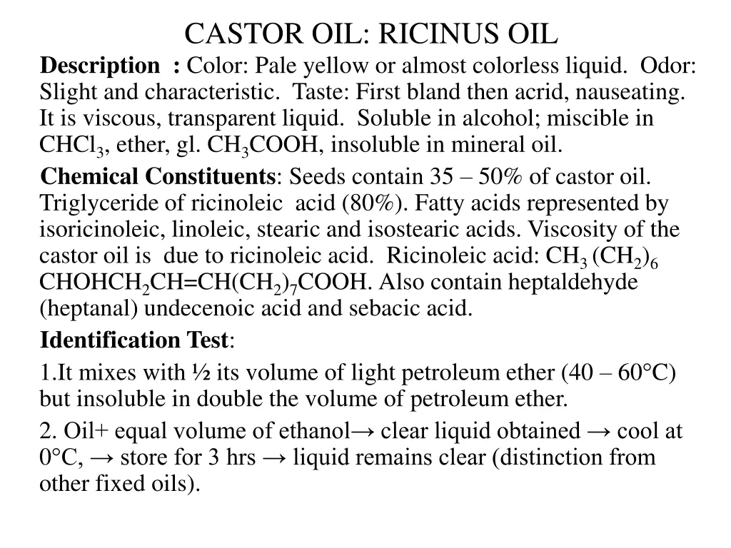 castor oil ricinus oil description color pale