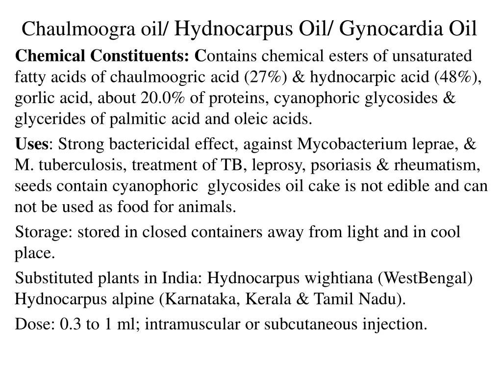 chaulmoogra oil hydnocarpus oil gynocardia 1