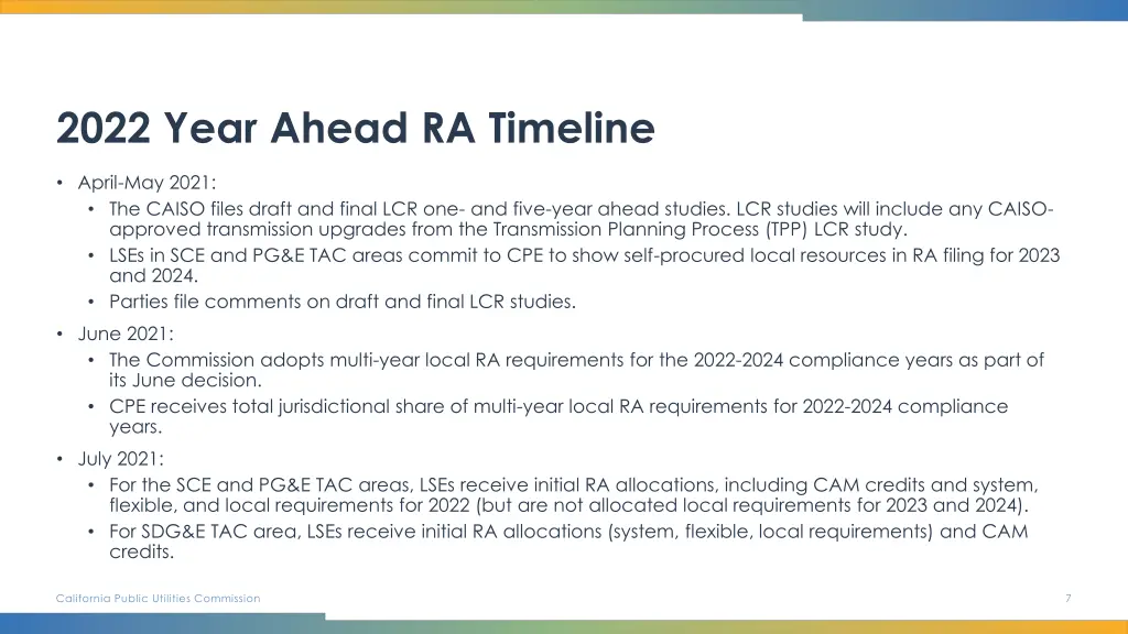 2022 year ahead ra timeline