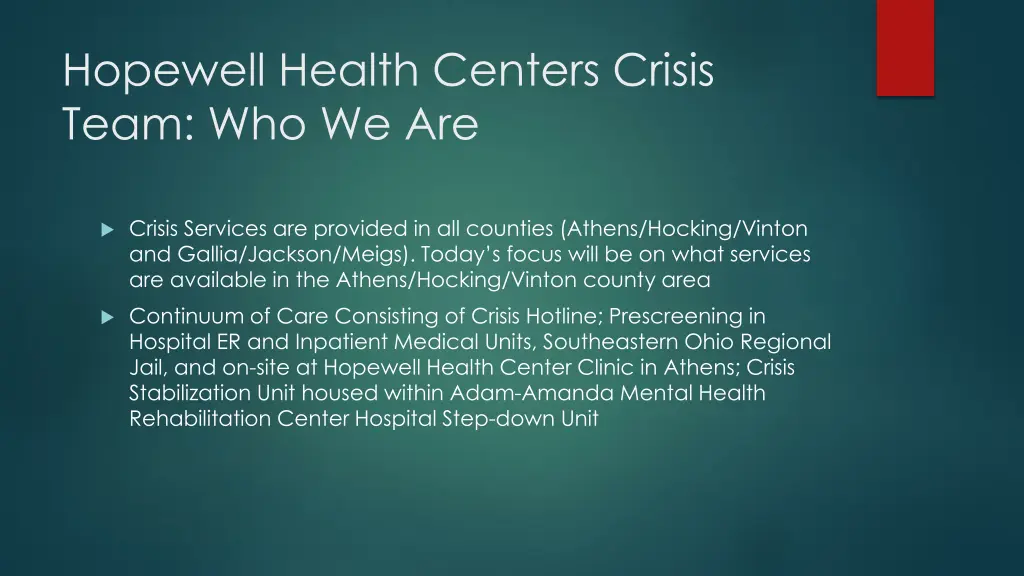 hopewell health centers crisis team who we are