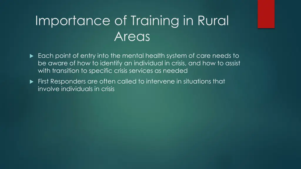 importance of training in rural areas