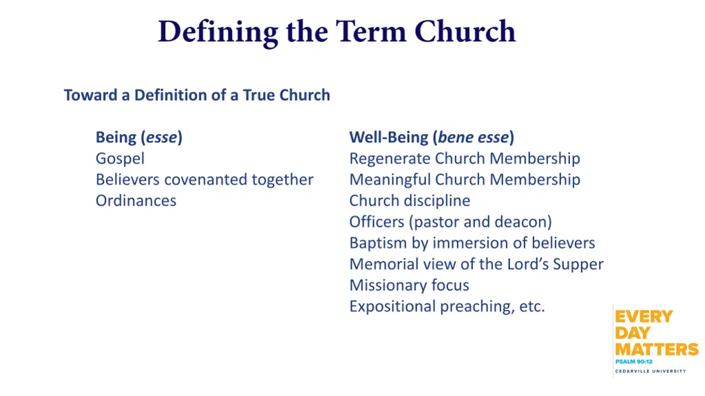 toward a definition of a true church 1