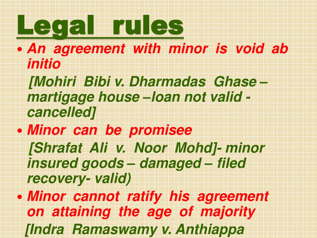 legal rules legal rules an agreement with minor