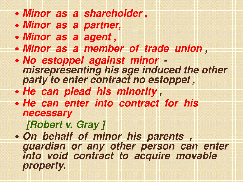 minor as a shareholder minor as a partner minor