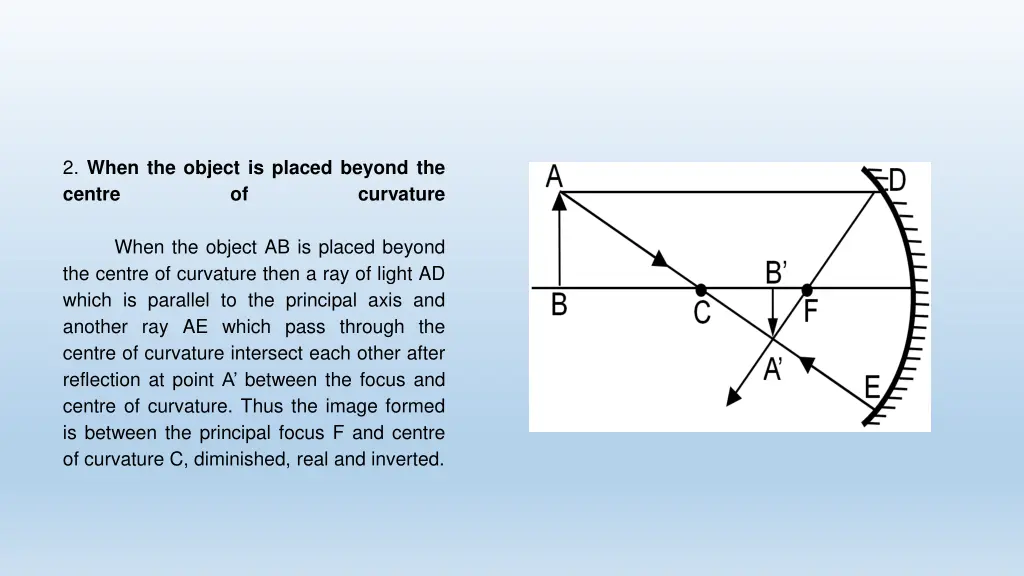 2 when the object is placed beyond the centre of