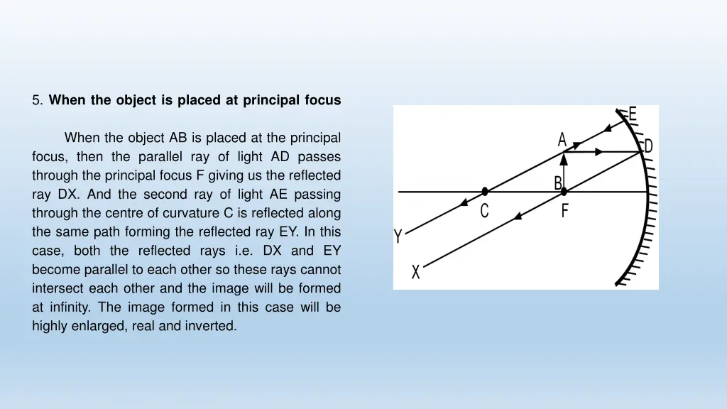 5 when the object is placed at principal focus