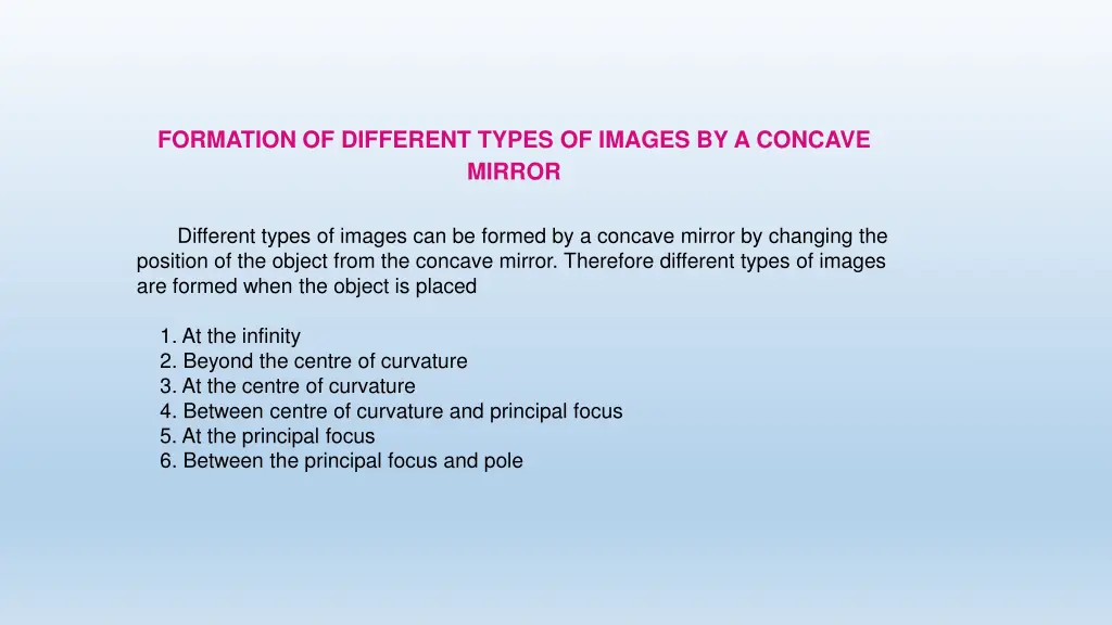 formation of different types of images