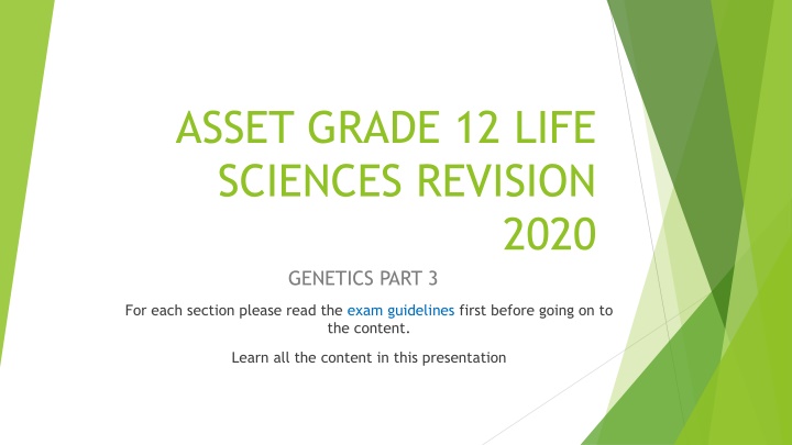 asset grade 12 life sciences revision