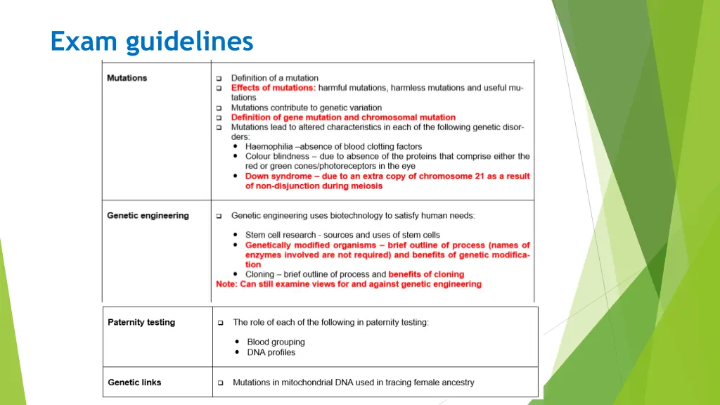 exam guidelines