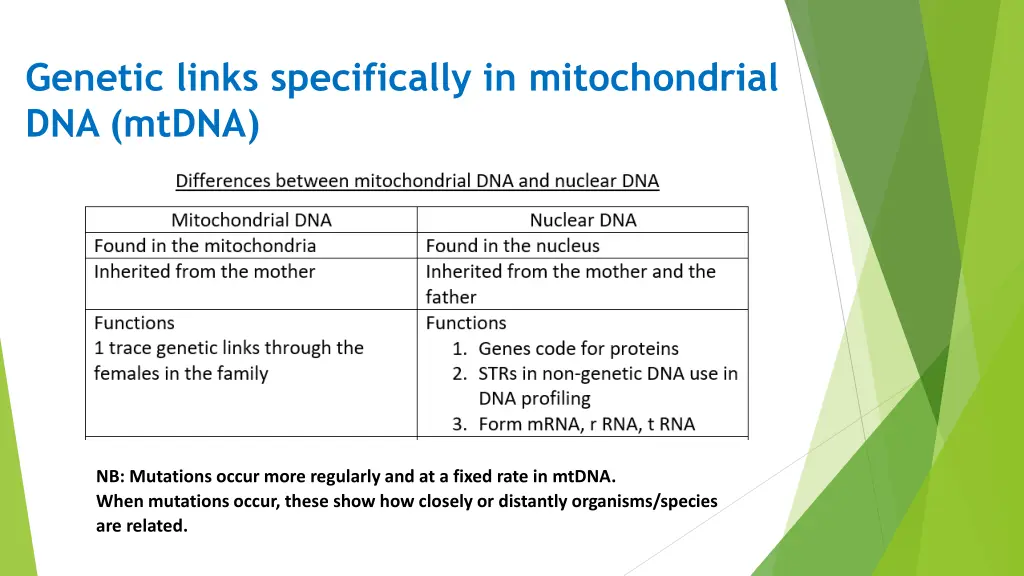 genetic links specifically in mitochondrial