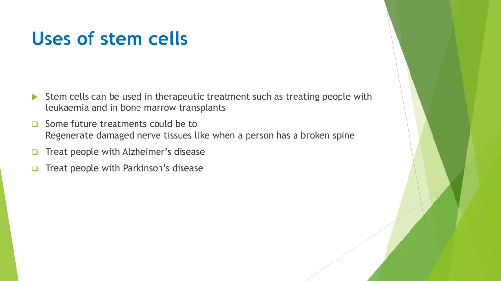 uses of stem cells