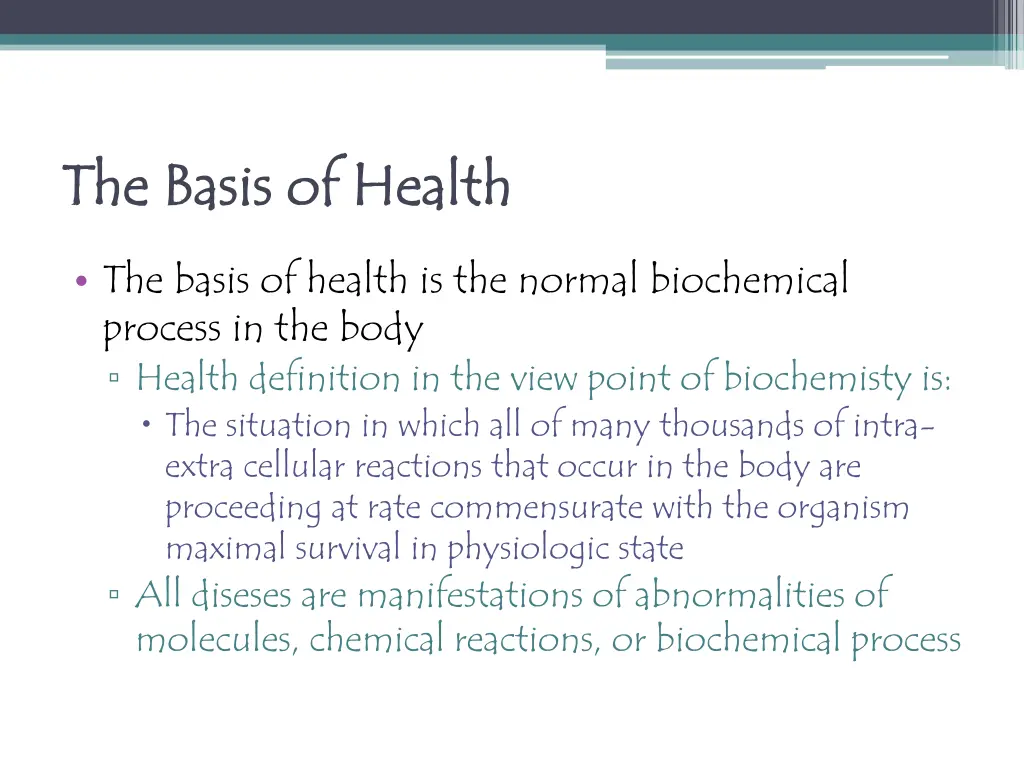 the basis of health the basis of health