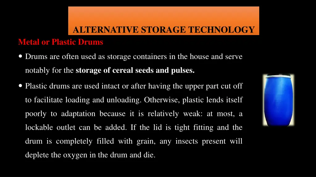 alternative storage technology at farm village