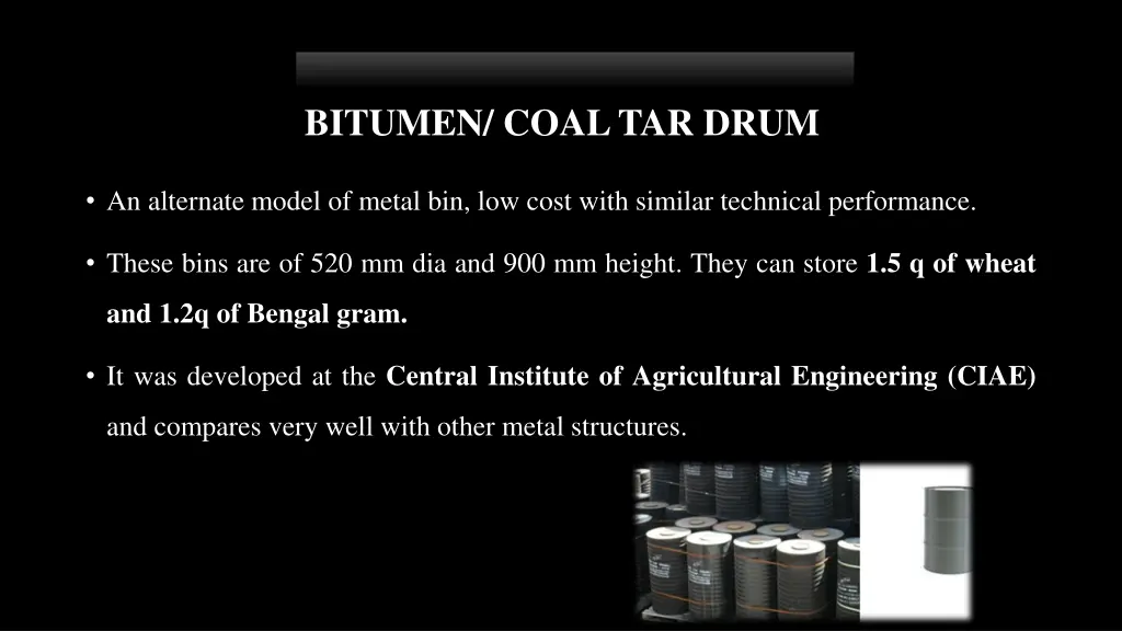 bitumen coal tar drum