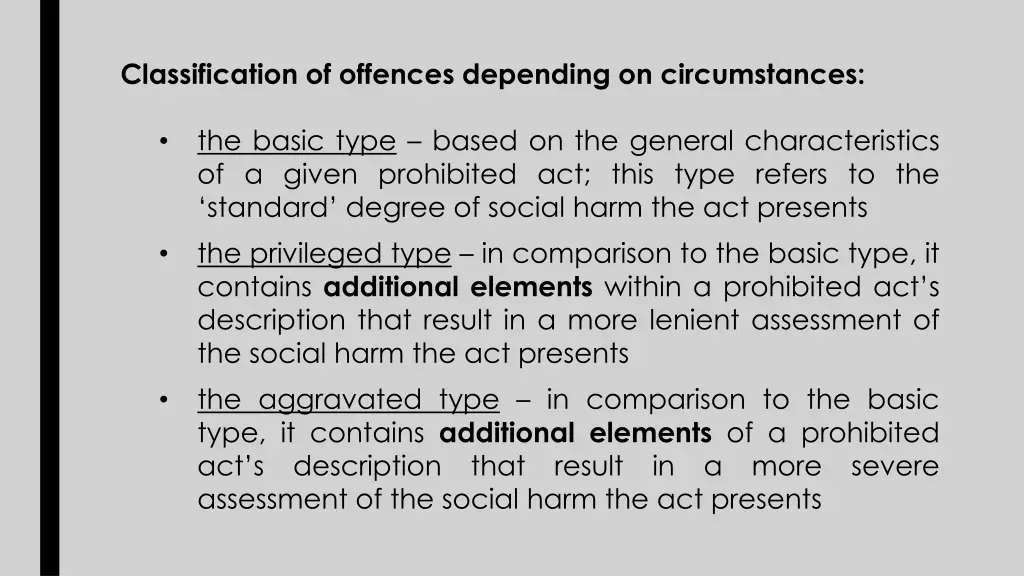 classification of offences depending