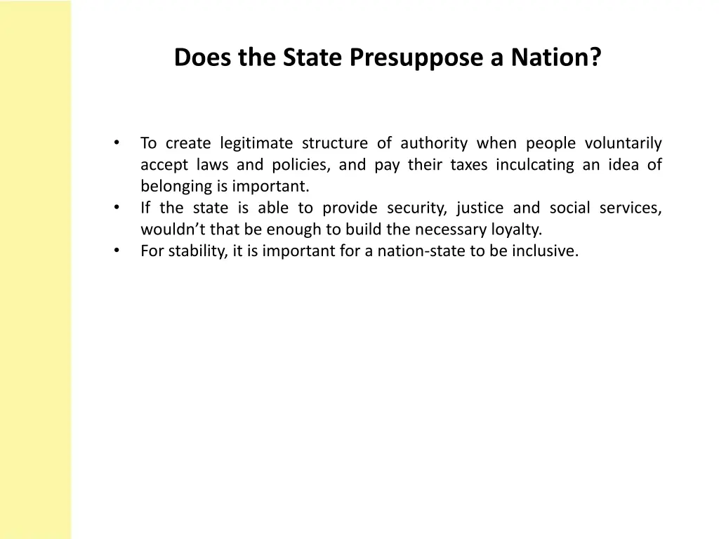 does the state presuppose a nation