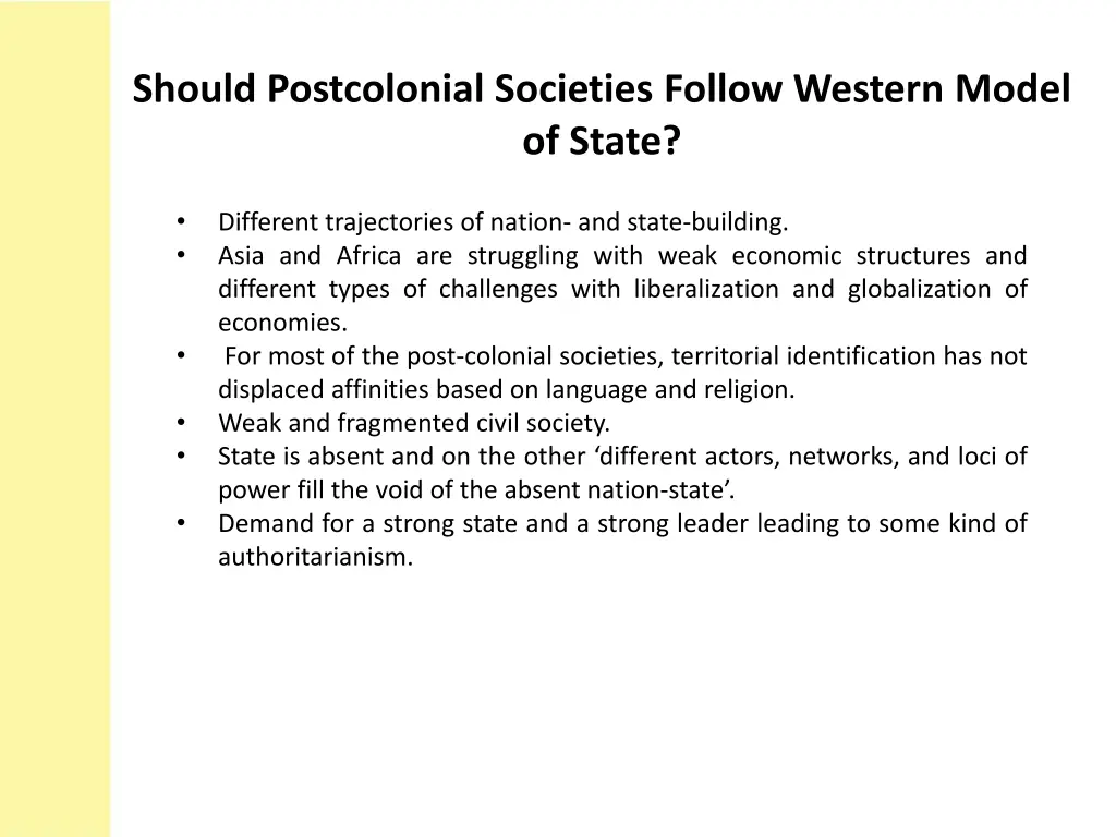 should postcolonial societies follow western