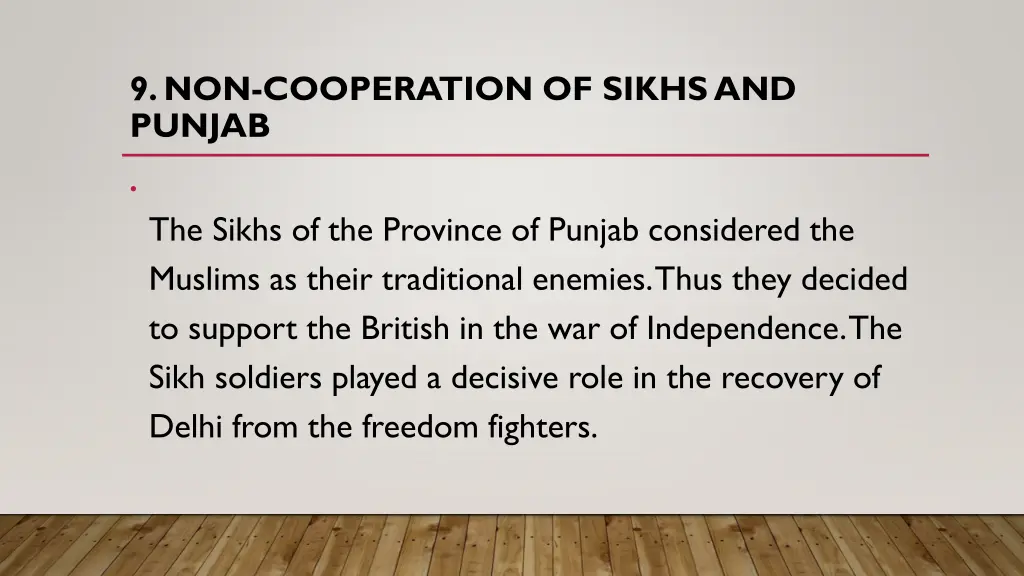 9 non cooperation of sikhs and punjab