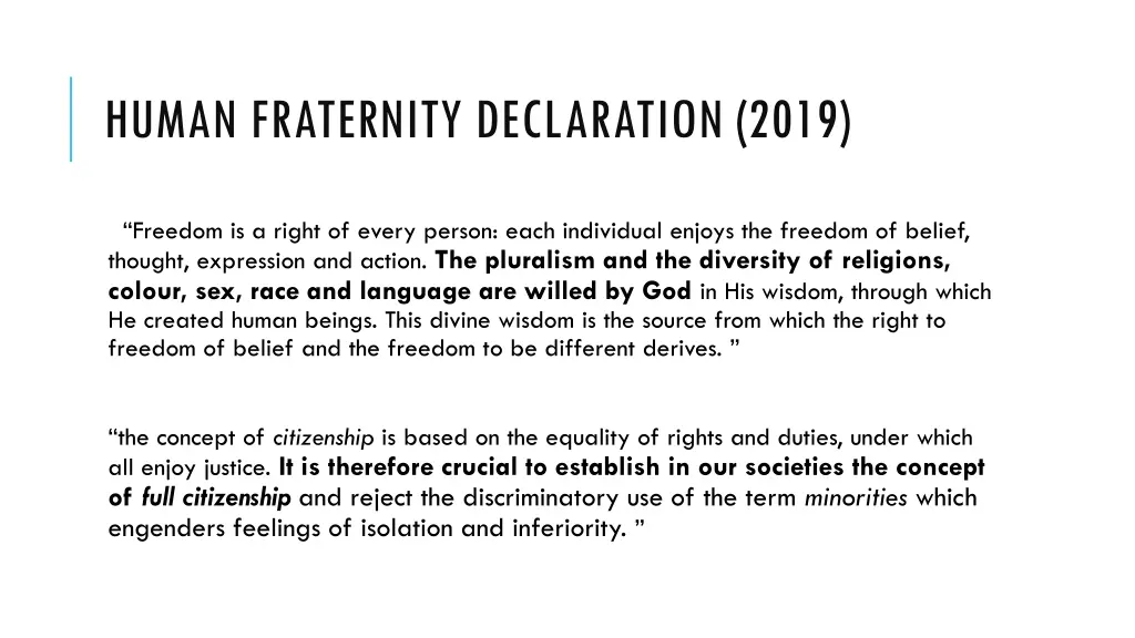 human fraternity declaration 2019